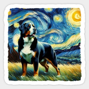 Starry Greater Swiss Mountain Dog Portrait - Pet Portrait Sticker